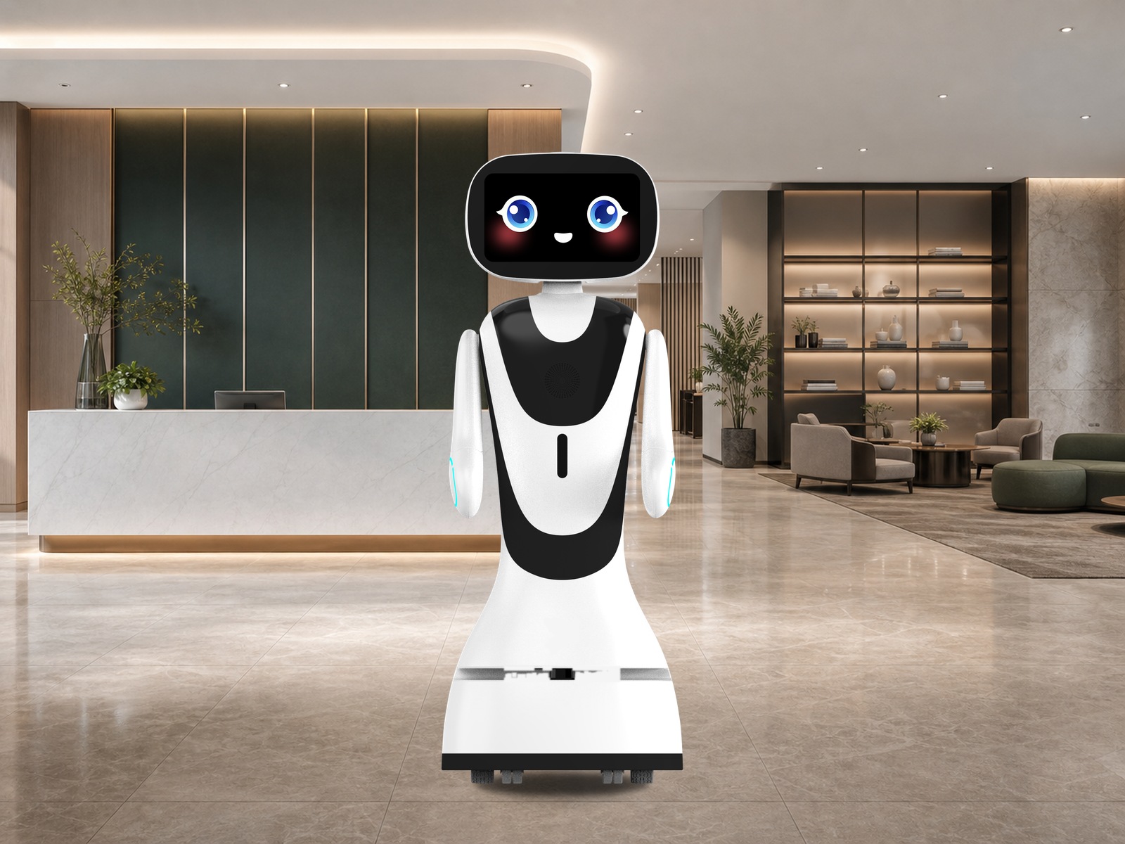TIMO Reception Robot in a lobby front-desk environment